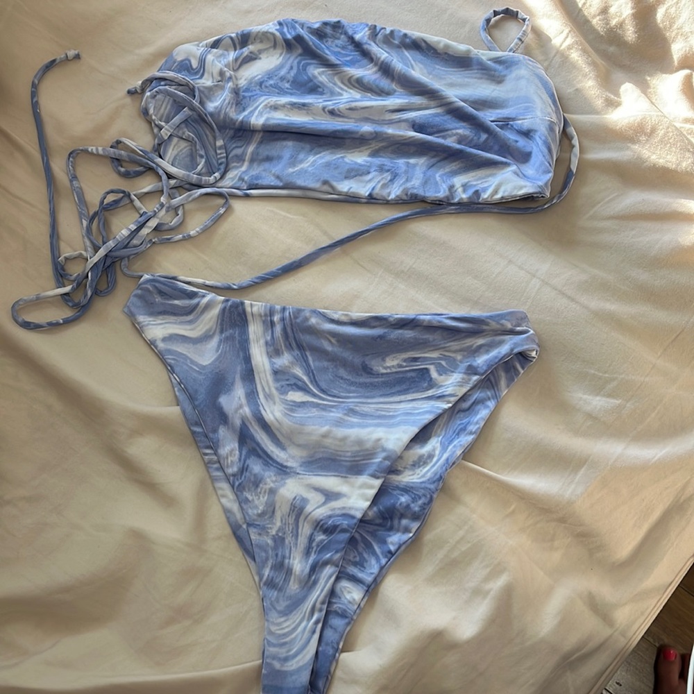 Naked Wardrobe Blue Marble Bikini - Size small